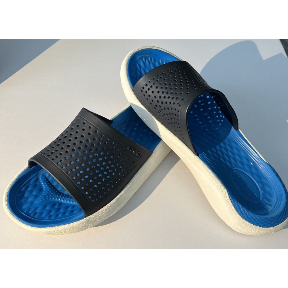 Crocs LiteRide Slide Sandals Navy Bright Cobalt Unisex Men’s 4 Women’s 6 Comfort